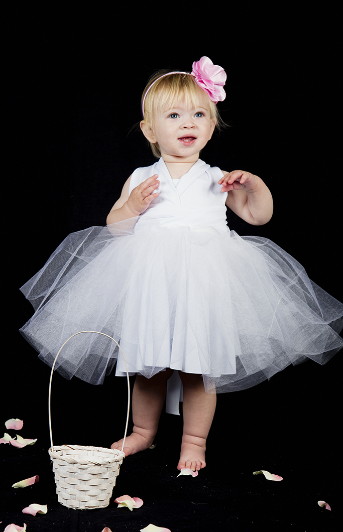 Baby girl dress with tulle skirt on sale